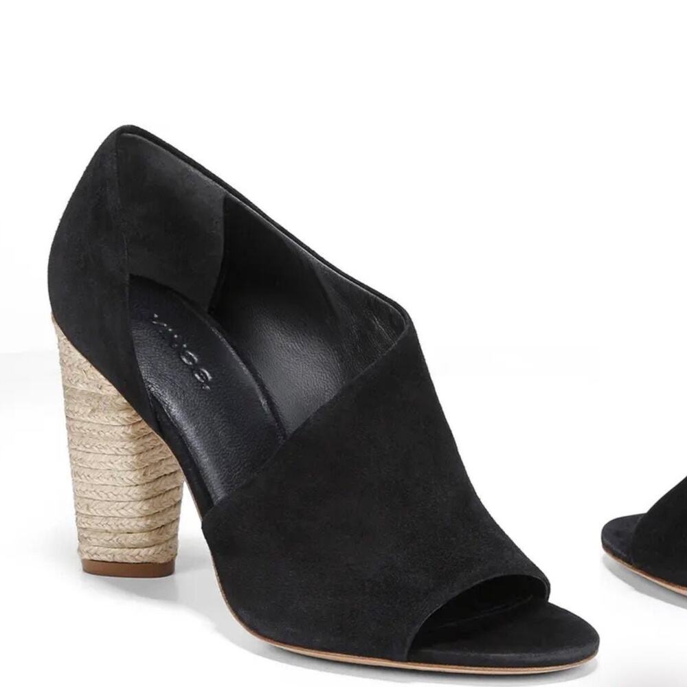 Vince Heels black suede juted round heel sz 7 NEW - Picture 5 of 10